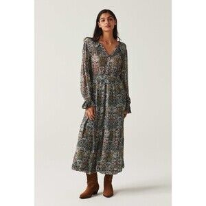 Ba&sh Phoenix Midi Dress Floral Printed Long Sleeve Ruffle Smocked XS NEW 281018